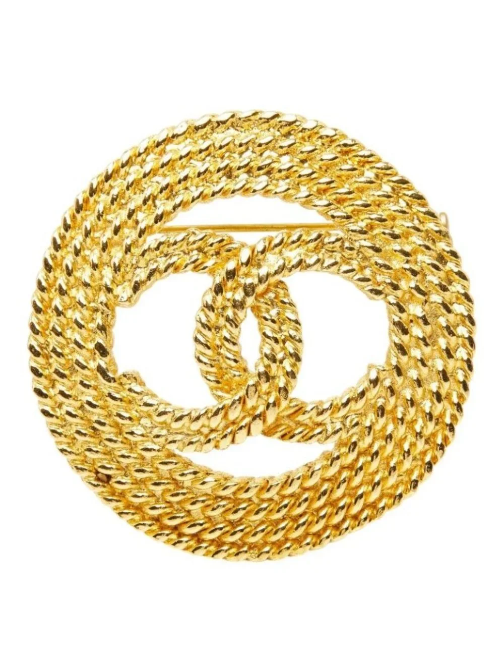 Chanel Vintage CC Logo Brooch Gold Plated